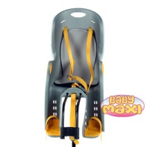 „Baby Maxi Safe Seat Basic 817“ pilka ir geltona dviračio sėdynė ant rėmo