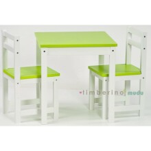 Timberino Комплект детской мебели MUDU 933 White Green - Cтол и 2 стула