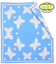 WOT ADXS 005/1073 Blue BUTTERFLY Aukštos kokybės vaikiška medvilninė antklodė (antklodė) / pledas 100x118 cm
