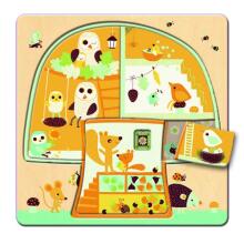DJECO Wooden Puzzles 3 Layers Pazzles Chez - nut DJ01481