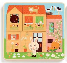 DJECO Wooden Puzzles 3 Layers Pazzles Chez - carot DJ01480
