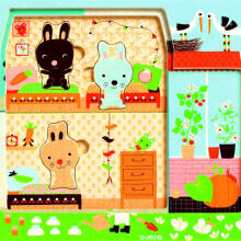 DJECO Wooden Puzzles 3 Layers Pazzles Chez - carot DJ01480
