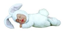Anne Geddes Кукла авторская Спящий младенец Зайчик белый ,20 см, AN 579107
