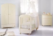 Baby Expert Butterfly Swarovsky Детская элегантная кроватка на колесиках  Cream Platino, цвет: кремовый/платиновый
