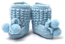 La Bebe™ Lambswool Hand Made Booties Art.66031 Blue Натуральные пинетки/носочки для новорожденного из натуральной шерсти
