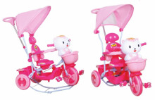 Arti Hello Kitty Pink интерактивный детский трехколесный велосипед с навесом и качалкой