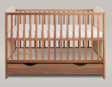 Bobas MIKI Zaķis 103, орех/крем  деткая кроватка для малышей  с ящиком 120х60см