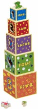 Etna Art.HJD93953 Bokšto žaislų formos rūšiavimo medinė piramidė - kaladėlės - rūšininkas su gyvūnais ir numeriais