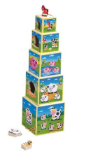 Etna Art.HJD93953 Tower Toys Shape Sorter Koka piramīda - kluči - sorteris ar dzīvniekiem un cipariem