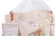 Vaikų patalynės komplektas „Tuttolina Clouds Beige Beige“, viršutinė paklodė + pagalvės užvalkalas