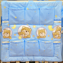 „Mamo Tato Teddy Bears“ plk. 12 dalių mėlynos medvilnės patalynės komplektas (60 / 100x135 cm)