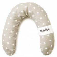 La Bebe™ Rich Cotton Nursing Maternity Pillow Art.78700 Dark beige&White stars, 30x104 cm