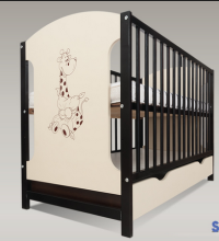 Bobas Miki 104 Giraffe  деткая кроватка для малышей  с ящиком 120х60см