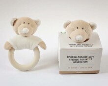 Wooly Organic Teddy Bear Art.00104 Orgaaniline Haaramislelu Närimisrõngaga ÖKO puuvillast Karuke, 100% naturaalne