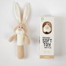 Wooly Organic Bunny Art.00203 Ecological soft toy for kids 17cm Teddy Bear Stick Rattle
