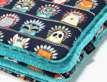 La Millou Art. 83511 Preschooler's Blanket Indian Zoo Teal Высококачественное детское двустороннее одеяло от Дизайнера Ла Миллоу (110x140 см)