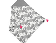 „La Millou“ menas. 83602 Medvilninė švelni antklodė Pinky Grey Sheep Premium dvipusė antklodė su gobtuvu (80x80 cm)