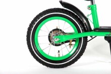 Vaikiškas motoroleris „Yipeeh Racing Turtles Black Green 377 Balance Bike“ su matiniu rėmeliu 12 '' ir stabdžiais