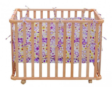 D&S Vertriebs GmbH 124488659 Purple&Yellow Детский деревянный манеж с матрасом 100 x 75 cm HD-19