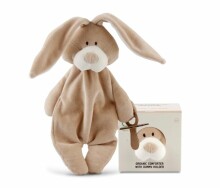Wooly Organic Bunny Art.00206 Augstākas kvalitātes - Eko kokvilnas mīksta rotaļlieta miega lupatiņa ar knupja turētāju zaķēns, (100% dabisks)