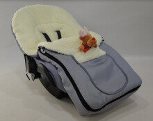 Bambini Art.85660 Спальный мешок на натуральной овчинке для коляски/санок 95 см