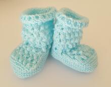 La Bebe™ Lambswool Hand Made Booties Art.1634 Beige Baby knitting booties