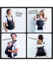 „Minimonkey Dinamic“ kūdikių nešioklės juoda ir pilka kūdikių kengūros krepšys (0-18 kg)