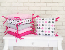 La bebe™ Cotton Borders Set 8 Art.91817 Dots pink Комплект постельного белья из 8 частей