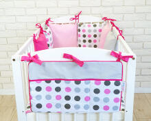 La bebe™ Cotton Borders Set 8 Art.91817 Dots pink 8 parts bedding