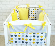 La bebe™ Cotton Borders Set 8 Art.91818 Dots/yellow 8 parts bedding